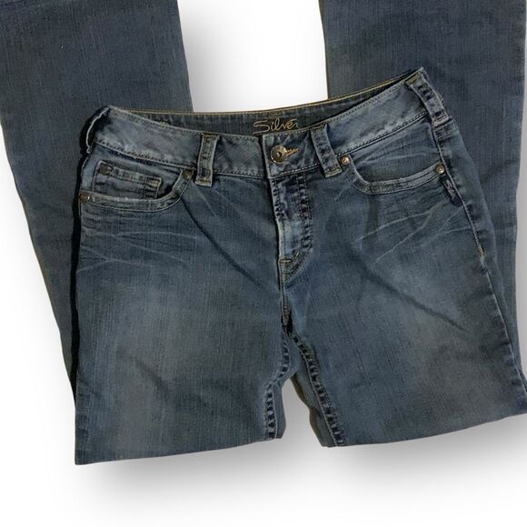 Silver Medium Wash Boot Cut Comfort Stretch Blend Jeans Women's size 30 - Picture 13 of 14